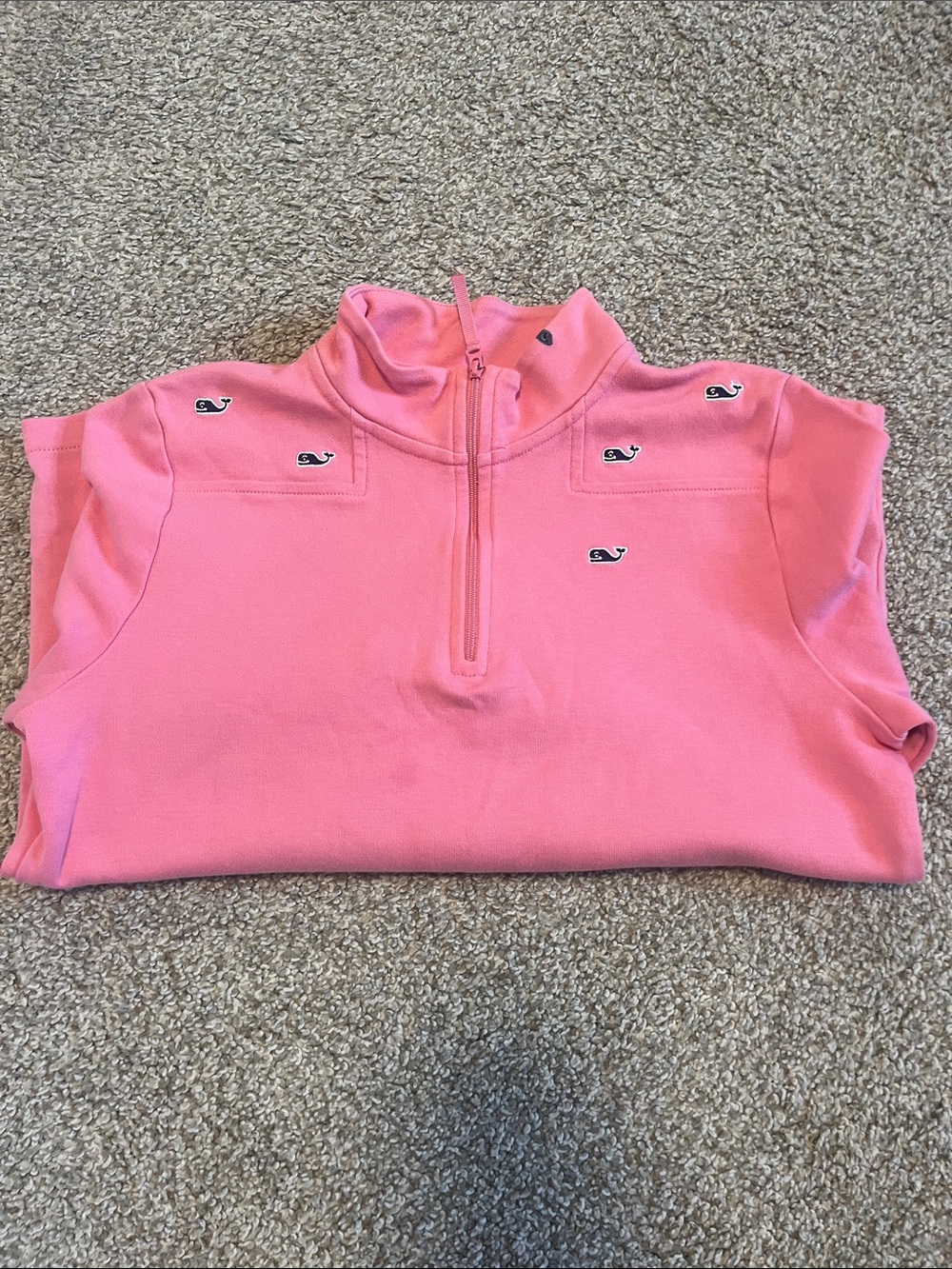 Vineyard Vines Pink Quarter-Zip with Whale Embroidery
